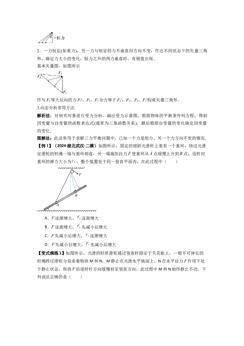 专题04受力分析与共点力的平衡（原卷版）_2025高中物理模型方法技巧高三复习专题练习讲义_新版高考物理模型与方法