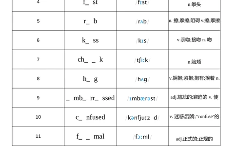 2026春人教版英语八下Unit6单词挖空_初中英语新版_最新人教版英语八年级下册_2026春新人教版八下（更新中）_04单词背诵默写8个表（全）
