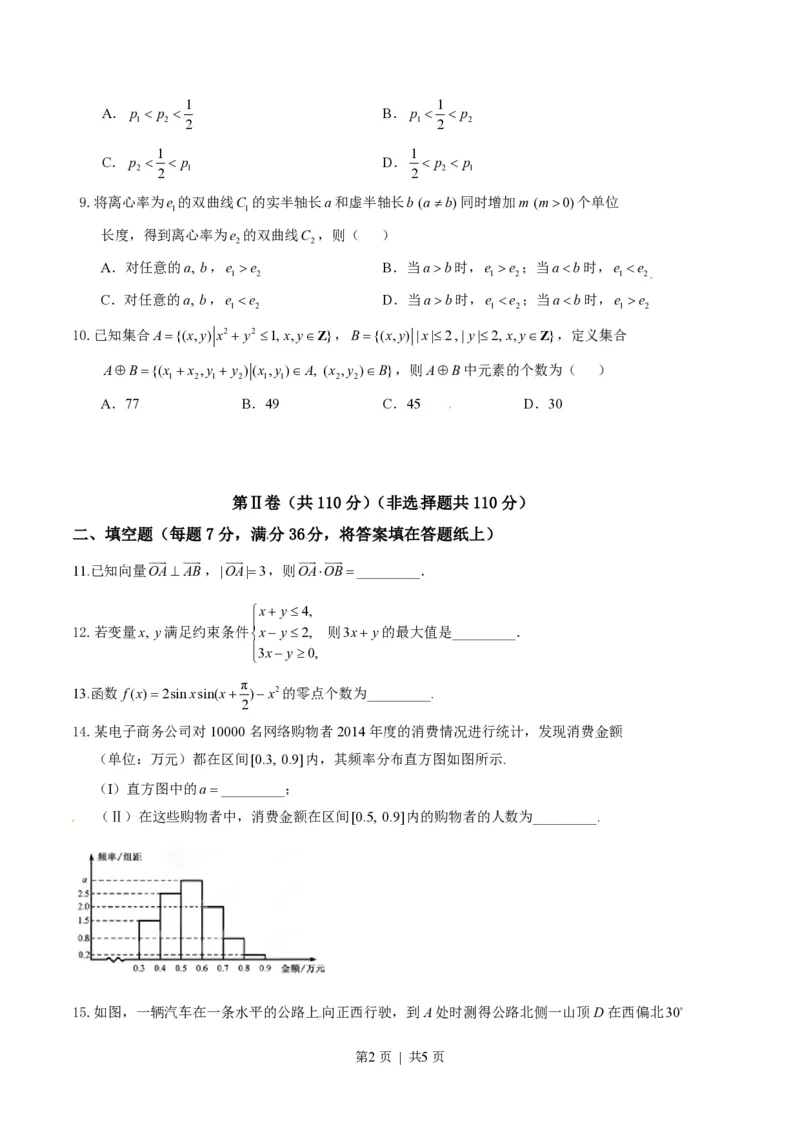 2015年高考数学试卷（文）（湖北）（空白卷）_历年高考真题合集_数学历年高考真题_新&middot;PDF版2008-2025&middot;高考数学真题_数学（按年份分类）2008-2025_2015&middot;高考数学真题