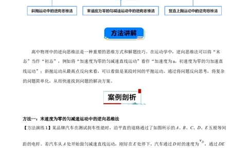 专题07逆向思维法（原卷版）_2025高中物理模型方法技巧高三复习专题练习讲义_高考物理备考方法