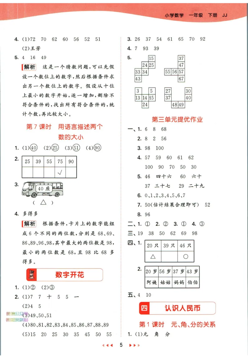 53天天练一年级下册数学冀教版答案_2024年人教版小学数学一二三四五六年级上册下册期中期末试a0747_小学全科《同步练习+精品试卷》打包下载（1-6年级单元月考期中期末试卷）_小学数学