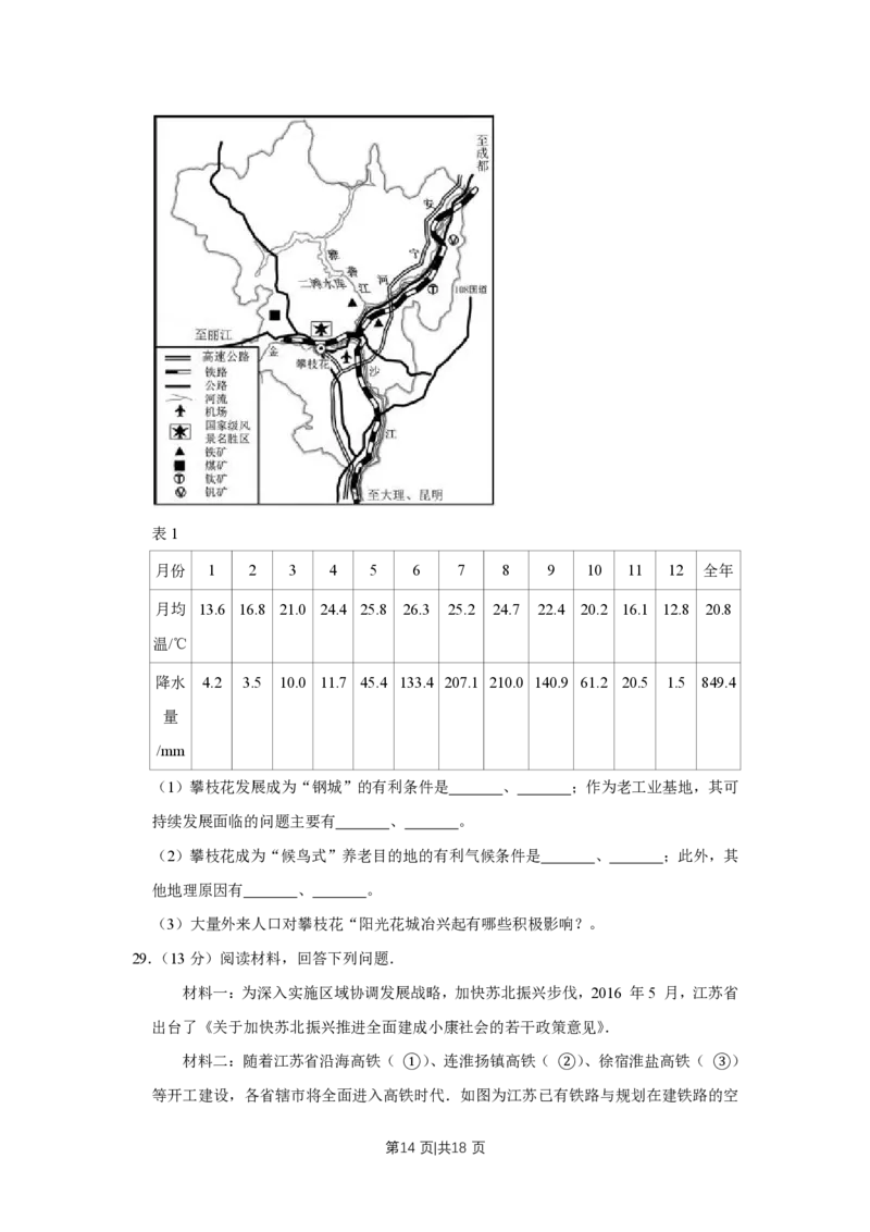 2016年高考地理试卷（江苏）（空白卷）_地理历年高考真题_新&middot;PDF版2008-2025&middot;高考地理真题_地理（按试卷类型分类）2008-2025_自主命题卷&middot;地理（2008-2025）