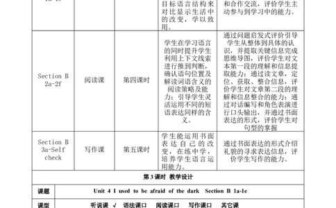 SectionB1a-1e大单元教学+课时设计Unit4Iusedtobeafraidofthedark_初中英语新版_最新人教版英语九年级全册_新更新初中英语9全_01课件+教案