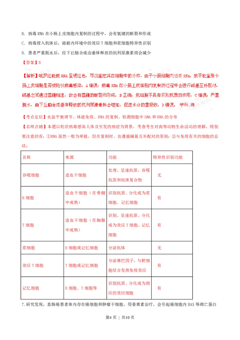 2016年高考生物试卷（四川）（解析卷）_生物历年高考真题_新&middot;PDF版2008-2025&middot;高考生物真题_生物（按省份分类）2008-2025_2008-2024&middot;（四川）生物高考真题