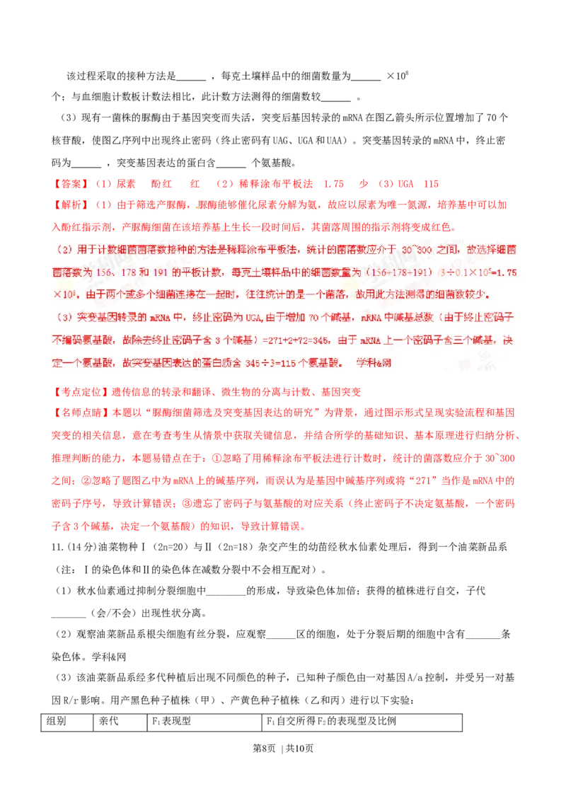2016年高考生物试卷（四川）（解析卷）_生物历年高考真题_新&middot;Word版2008-2025&middot;高考生物真题_生物（按年份分类）2008-2025_2016&middot;高考生物真题