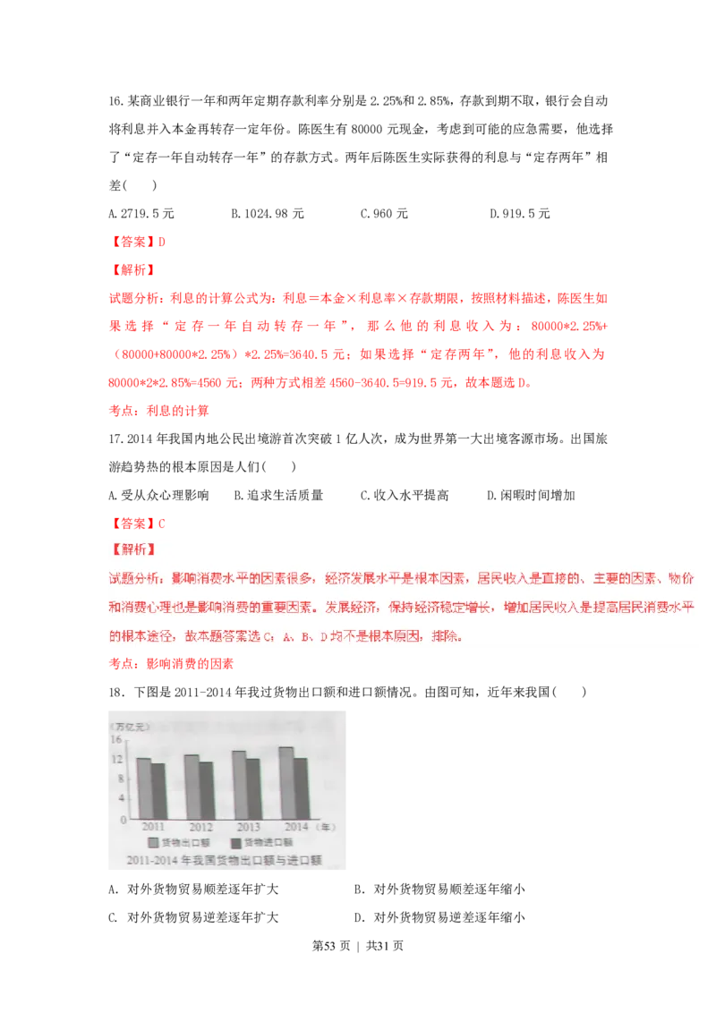 2015年高考政治试卷（上海）（解析）_政治历年高考真题_新&middot;PDF版2008-2025&middot;高考政治真题_政治（按年份分类）2008-2025_2015&middot;政治高考真题