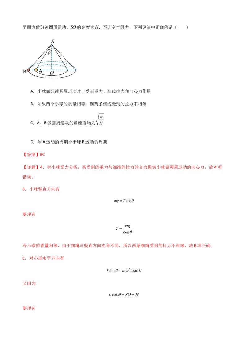 专题09圆周运动常考模型（解析版）_2025高中物理模型方法技巧高三复习专题练习讲义_新版高考物理模型与方法