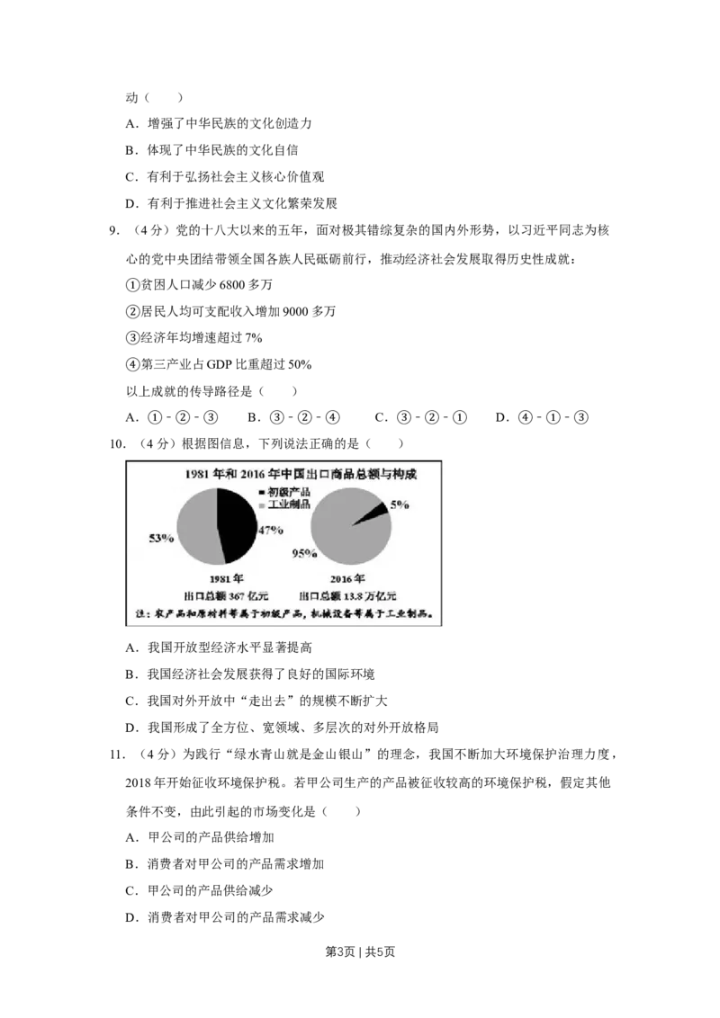 2018年高考政治试卷（天津）（空白卷）_政治历年高考真题_新&middot;Word版2008-2025&middot;高考政治真题_政治（按年份分类）2008-2025_2018&middot;政治高考真题