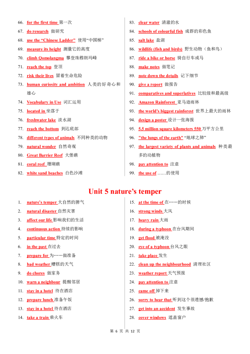 8下全册短语背诵PDF12页_初中英语新版_最新人教版英语八年级下册_2026春新人教版八下（更新中）_19短语背诵默写（全）