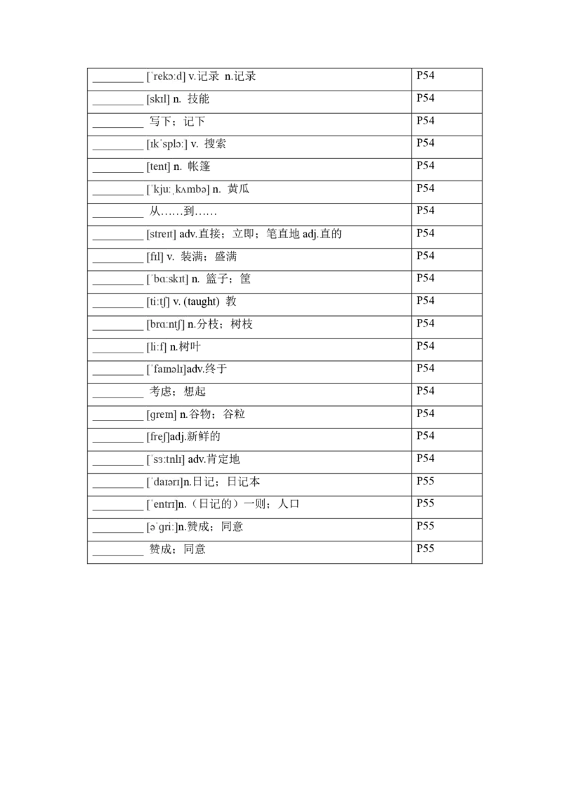 2024-2025学年人教版英语七年级下册各单元单词默写表_初中英语新版_最新人教版英语七年级下册_七下英语2025版_05.2025春英语人教7下单词表+默写_新七下人教版默写