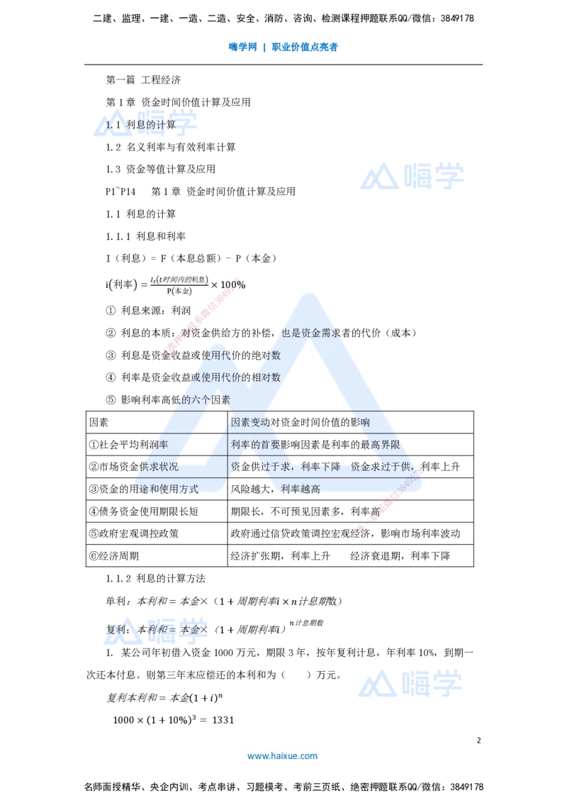 01.2025王晓波-考前拔分速成-前导_2026年一级建造师_2026年一建经济_2025年一建经济SVIP_04-冲刺串讲✿考点强化✿小灶集训_14-经济《考前拔分速成》王晓波HX_讲义