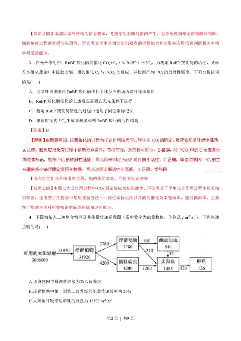 2015年高考生物试卷（福建）（解析卷）_生物历年高考真题_新&middot;PDF版2008-2025&middot;高考生物真题_生物（按省份分类）2008-2025_2012-2024&middot;（福建）生物高考真题