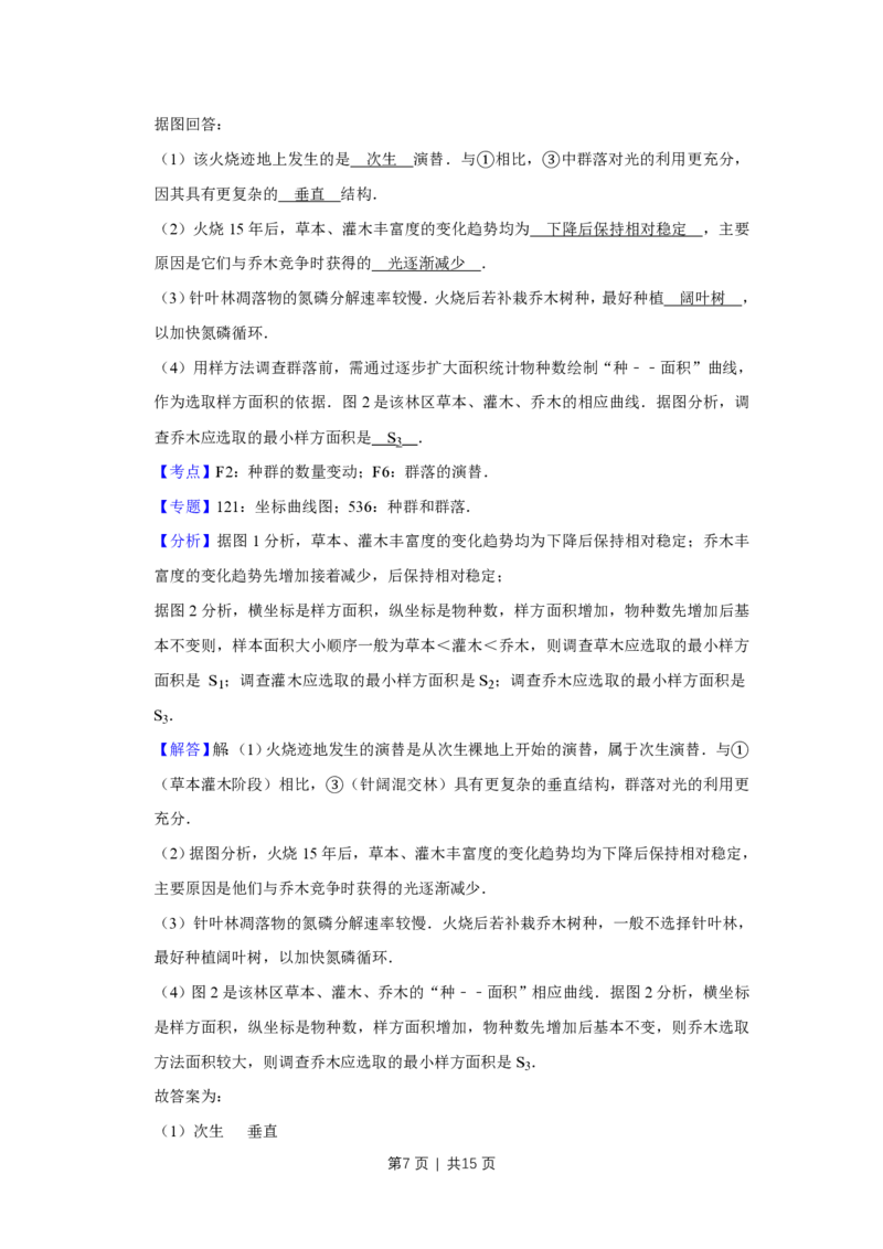 2017年高考生物试卷（天津）（解析卷）_生物历年高考真题_新&middot;PDF版2008-2025&middot;高考生物真题_生物（按年份分类）2008-2025_2017&middot;高考生物真题