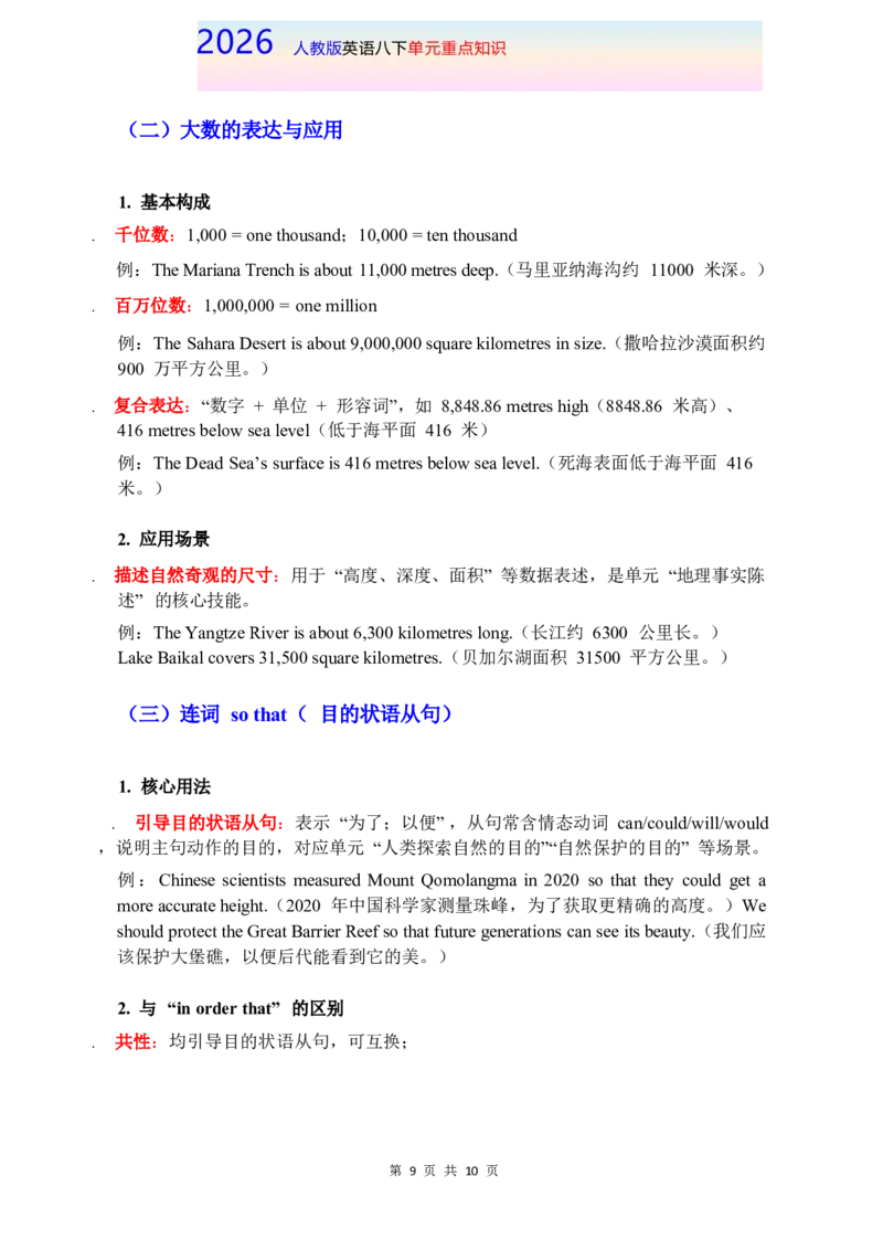2026春人教版英语八下单元重点知识Unit4_初中英语新版_最新人教版英语八年级下册_2026春新人教版八下（更新中）_15单元重点知识讲解