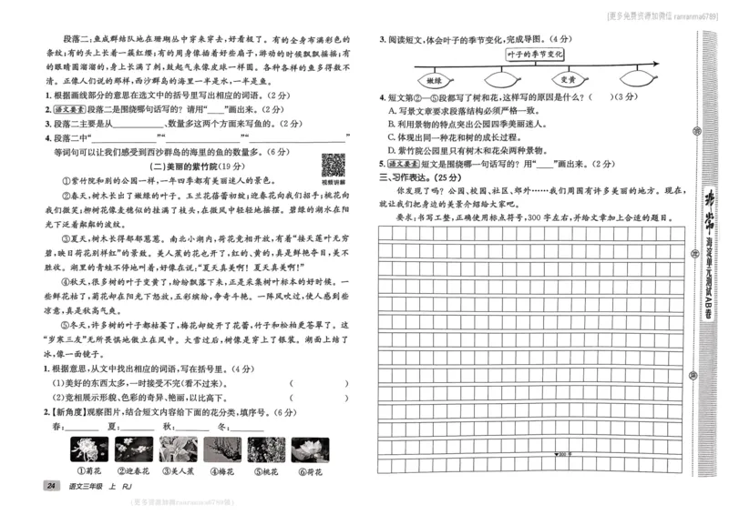 24秋《非常海淀单元测试AB卷》语文3上_2024年人教版小学数学一二三四五六年级上册下册期中期末试a0747_小学全科《同步练习+精品试卷》打包下载（1-6年级单元月考期中期末试卷）
