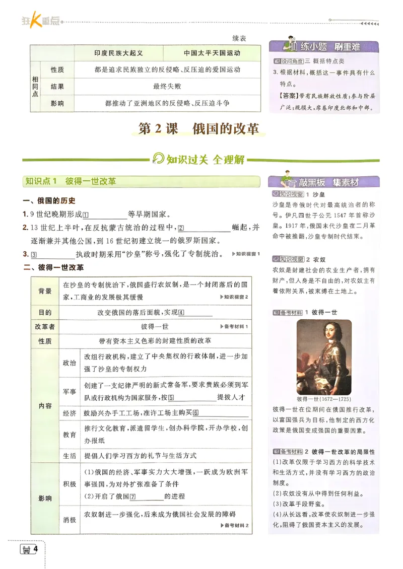 26春《初中必刷题》历史人教版9下狂K重点_2026版初中《必刷题》9年级下册（历史）（人教）_2026春《初中必刷题》历史RJ9下