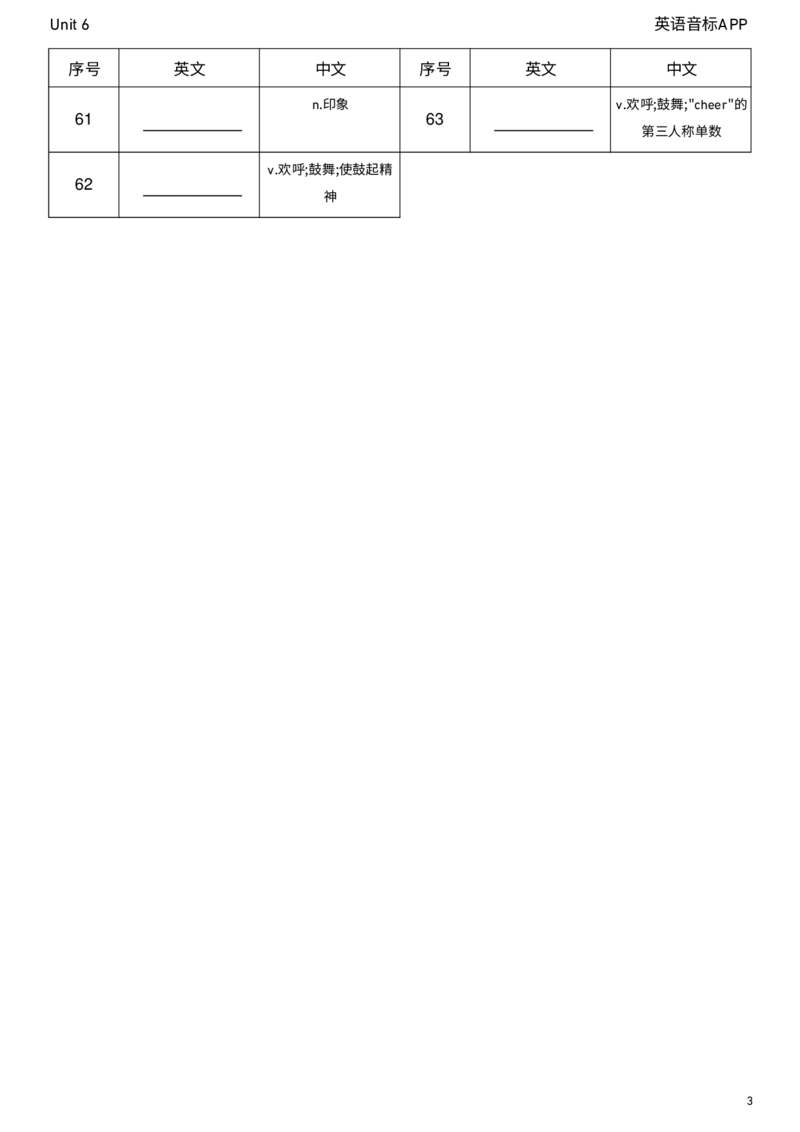 2026春人教版英语八下Unit6中译英_初中英语新版_最新人教版英语八年级下册_2026春新人教版八下（更新中）_04单词背诵默写8个表（全）