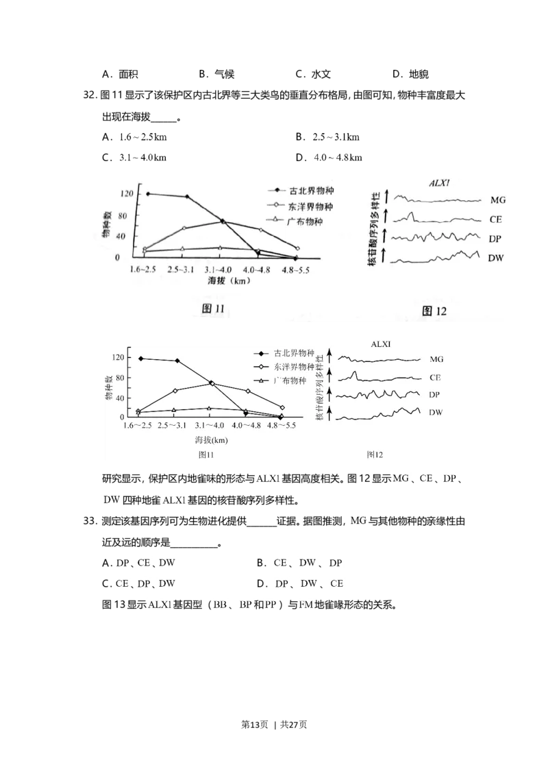 2015年高考生物试卷（上海）（解析卷）_生物历年高考真题_新&middot;Word版2008-2025&middot;高考生物真题_生物（按年份分类）2008-2025_2015&middot;高考生物真题