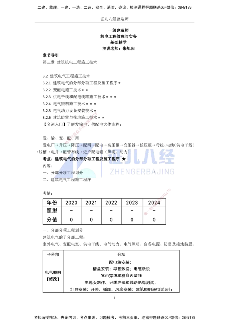 21.一建机电基础精学-22建筑电气工程施工技术-1_2026年一级建造师_2026年一建机电_2025年一建机电SVIP_02-基础精讲✿高端面授✿深度强化_31-机电《基础精学课》朱旭阳ZBJ_讲义