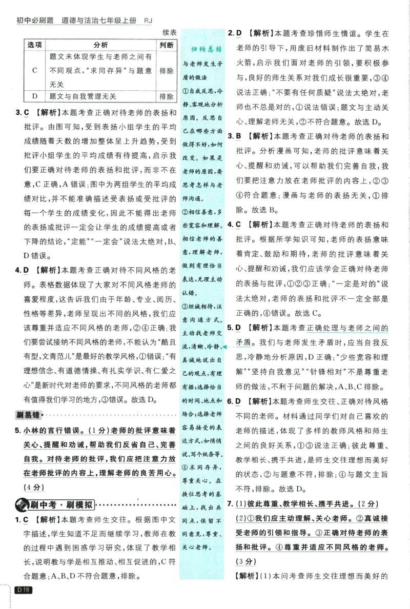 2026版《初中必刷题》道法RJ7上批注式详答与详析_A007初中必刷合集2_A039初中必刷题合集_7上_2026版《初中必刷题》道法RJ7上