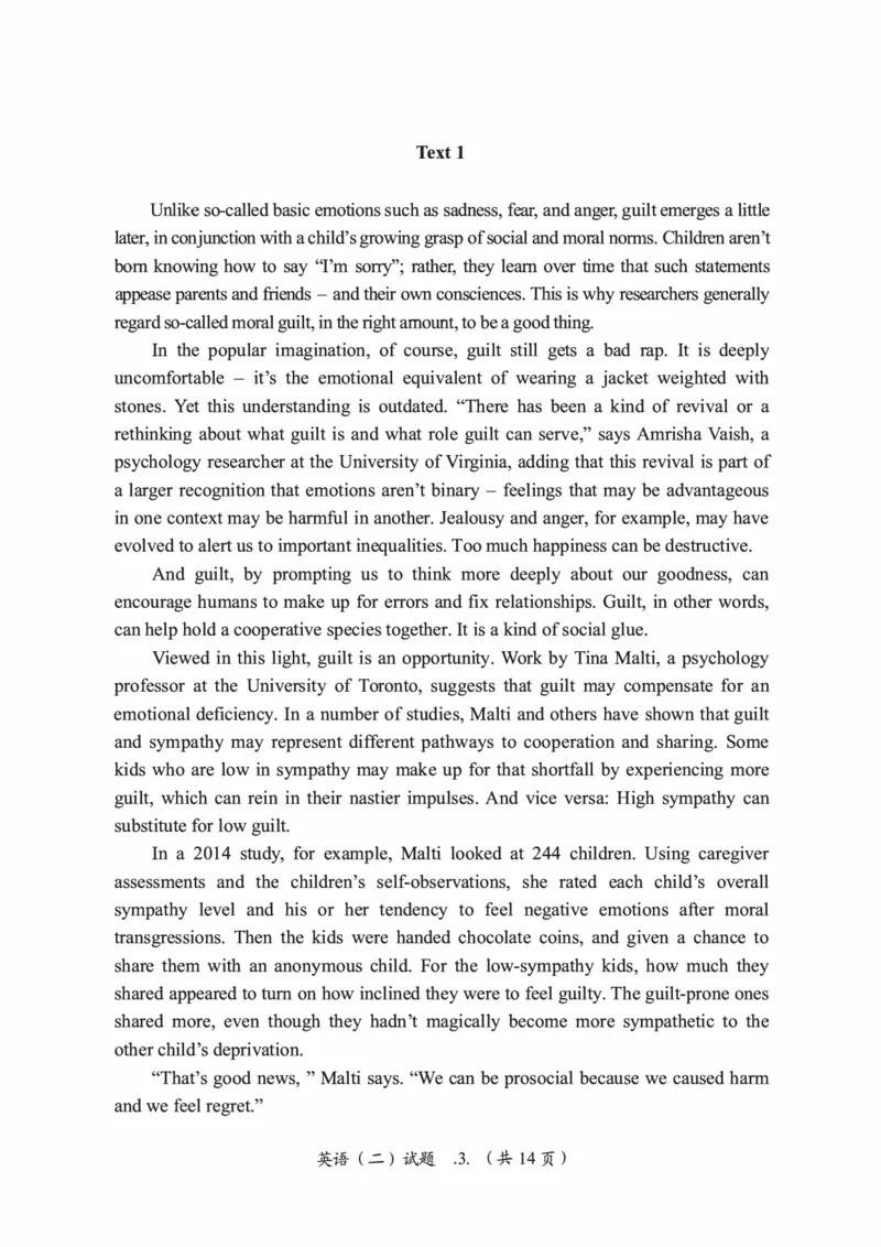 2019年考研英语二真题（可复制搜索查词）(1)_❤️2.2010-2024年考研英语二真题及解析_01、真题部分