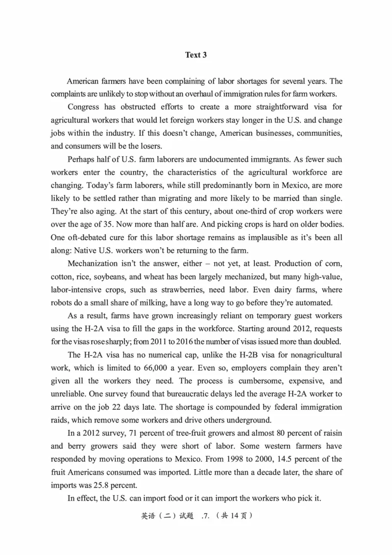 2019年考研英语二真题（可复制搜索查词）(1)_❤️2.2010-2024年考研英语二真题及解析_01、真题部分