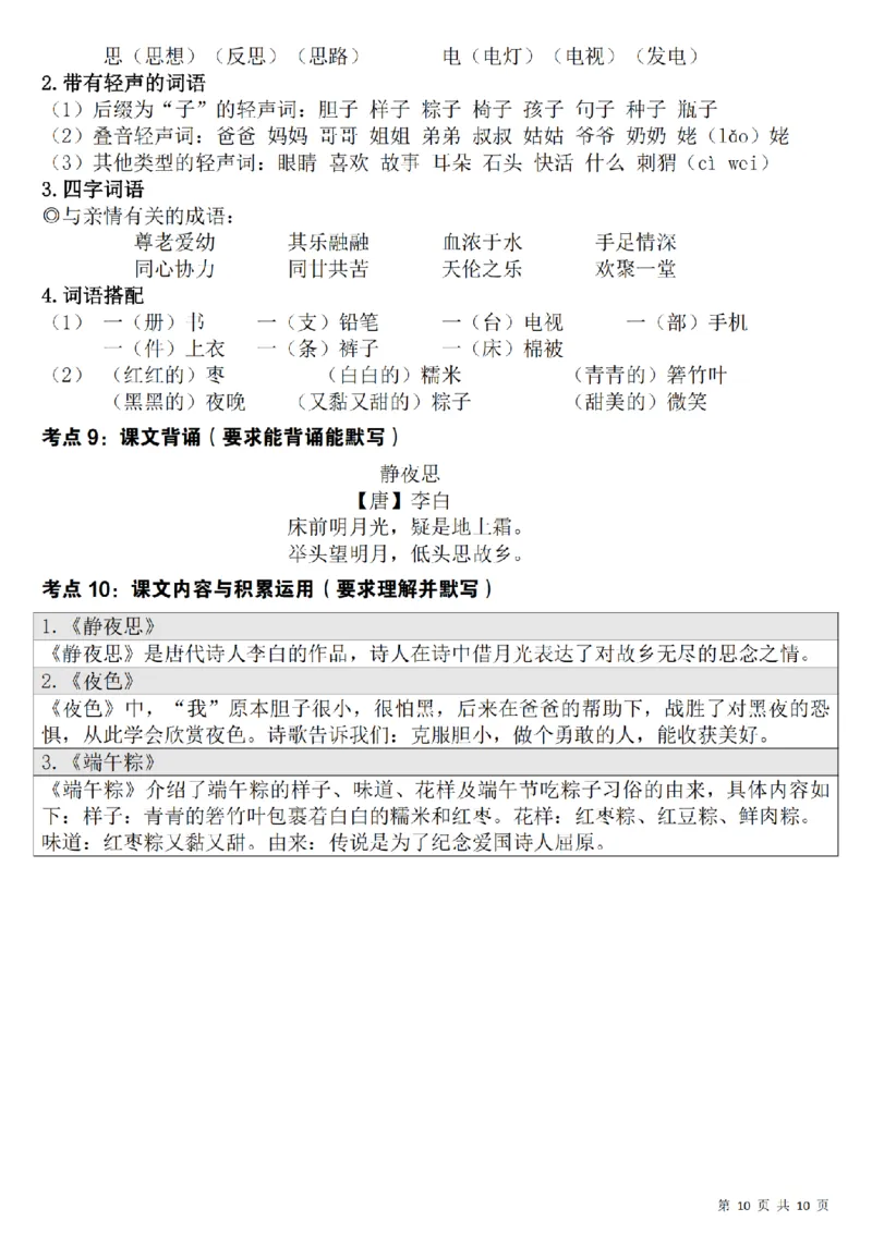 1149新一下语文期中覆盖式复习重点(10页)_一年级上下册资料_一年级下册小红书同款资料_一下数学