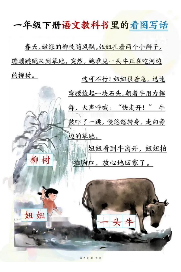 1073一年级下册语文教科书里的看图写话_一年级上下册资料_一年级下册小红书同款资料_一下数学