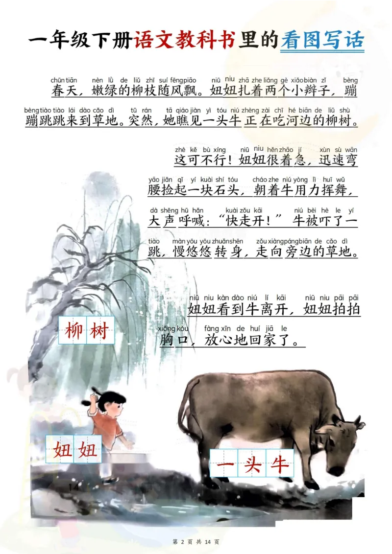 1073一年级下册语文教科书里的看图写话_一年级上下册资料_一年级下册小红书同款资料_一下数学