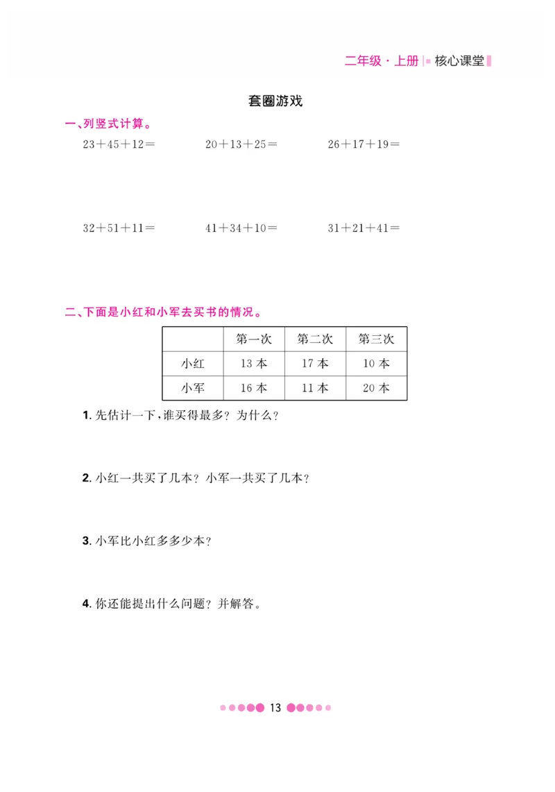 《核心课堂》2年级数学上册（冀教版）书_2024年人教版小学数学一二三四五六年级上册下册期中期末试a0747_小学全科《同步练习+精品试卷》打包下载（1-6年级单元月考期中期末试卷）
