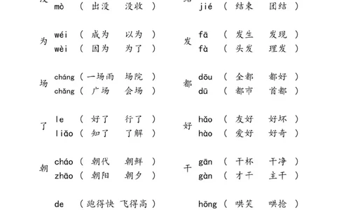 2.8-二下语文多音字汇总归纳_二年级上下册资料_小学二年级学习资料-25年更新版_2-02、小学二年级语文下册_2-2-2、练习题、作业、试题、试卷_专项练习