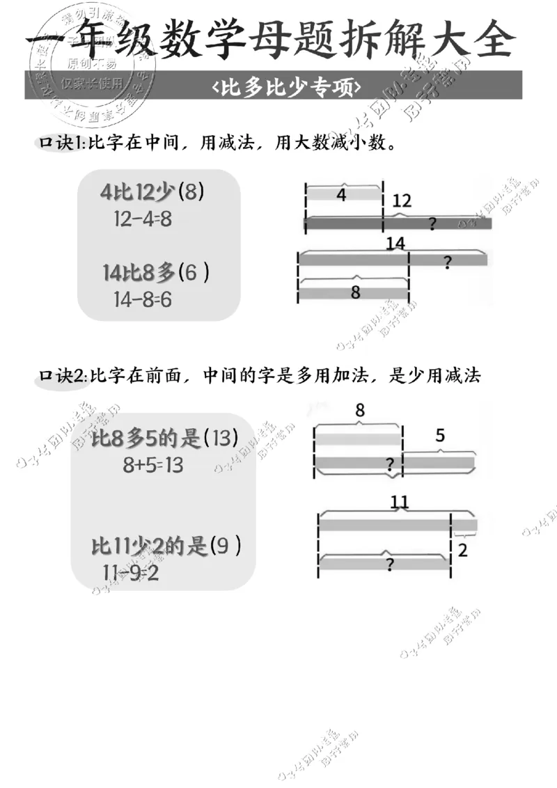 一年级数学母题拆解大全_纯图版(1)_小学全网线上同款资料_36号文件速算_速算_速算和思维