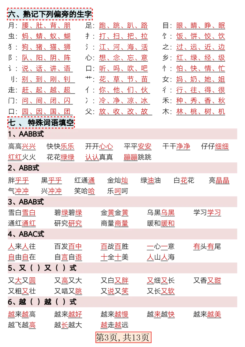 1_3.9新版一年级语文下册全册重点知识总结(1)_一年级上下册资料_一年级下册小红书同款资料_一下语文