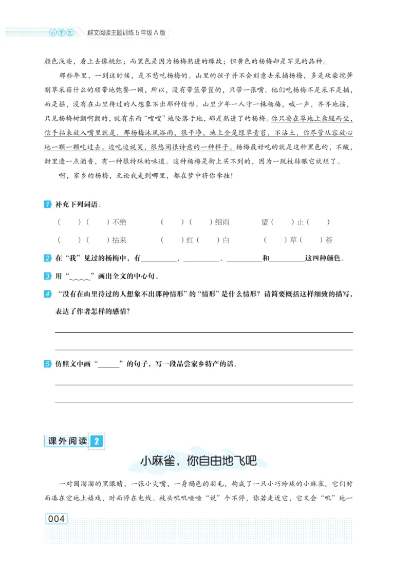 《群文阅读主题训练》语文5年级上册（RJ）