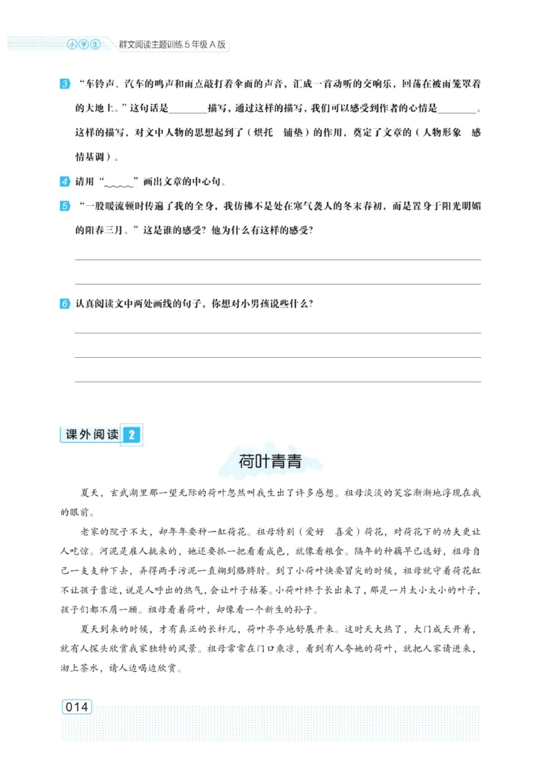 《群文阅读主题训练》语文5年级上册（RJ）