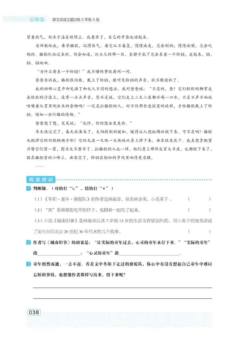 《群文阅读主题训练》语文5年级上册（RJ）
