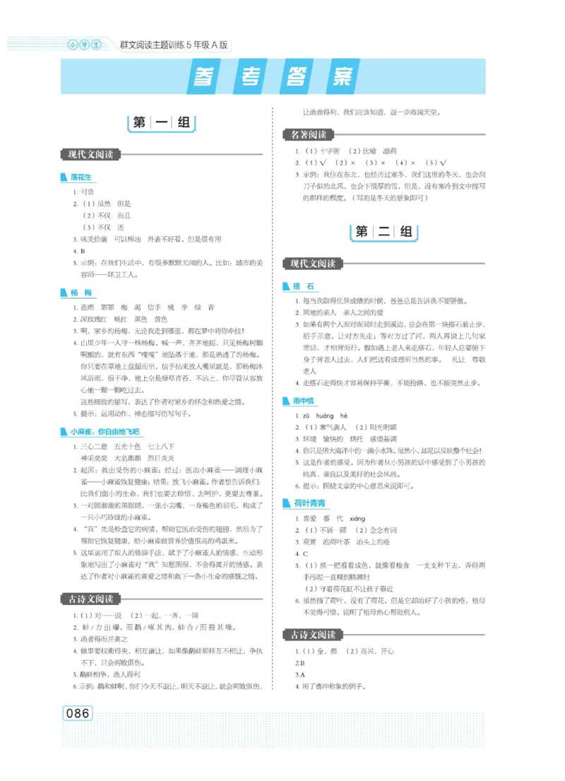 《群文阅读主题训练》语文5年级上册（RJ）