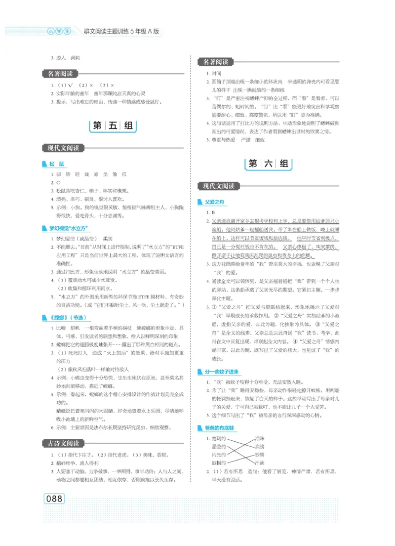《群文阅读主题训练》语文5年级上册（RJ）