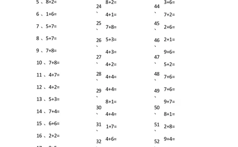 15以内加法第81~100篇-_小学数学口算竖式脱式计算应用题一二三四五六年级上下册电_小学数学口算题库电子版（1-6）_小学数学口算一年级_口算题适合1年级(含答案）