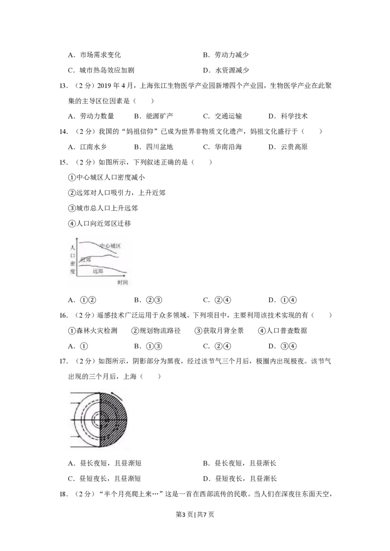 2019年高考地理试题（上海）（空白卷）_地理历年高考真题_新&middot;PDF版2008-2025&middot;高考地理真题_地理（按省份分类）2008-2025_2008-2021,2024-2025&middot;（上海）地理高考真题