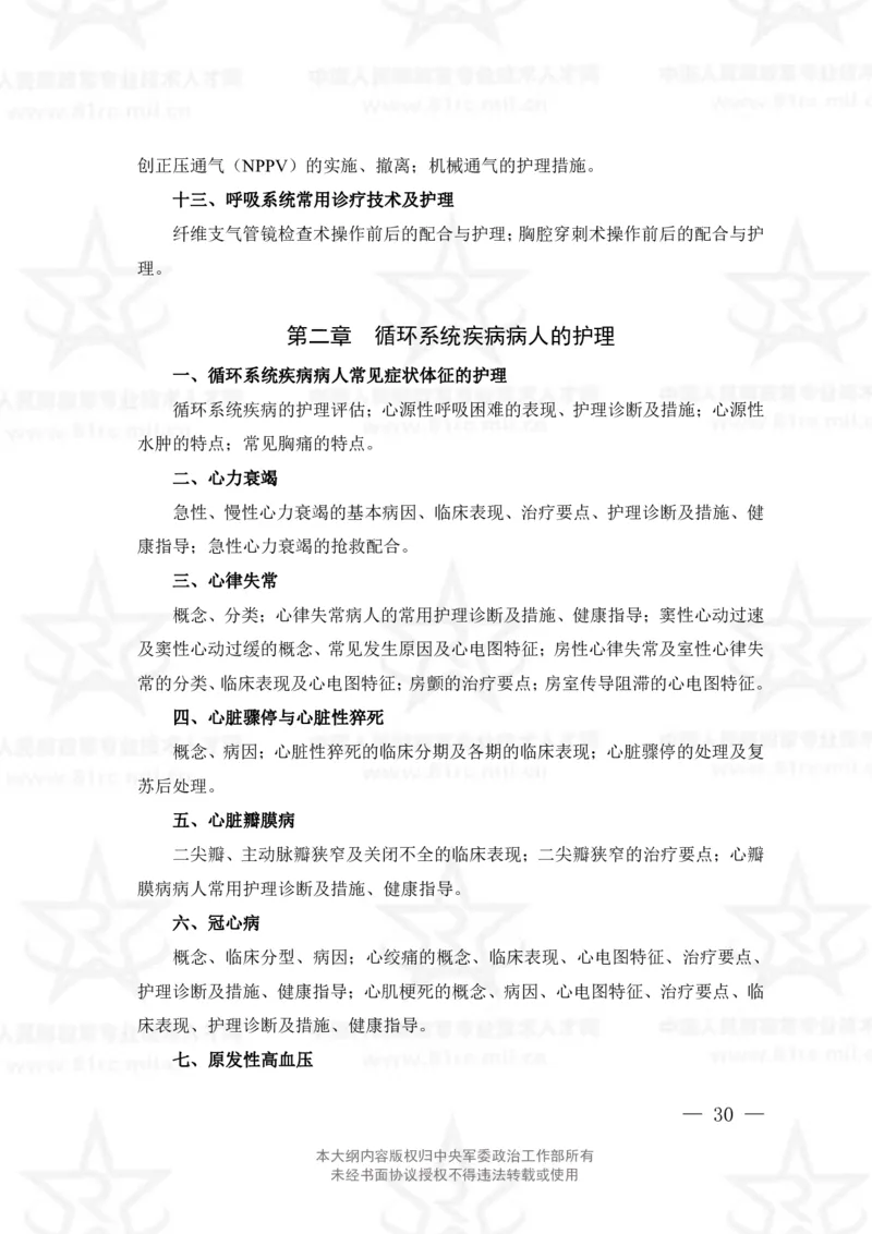 20、护理学专业科目考试大纲_军队文职(1)_08.备考分数线等信息_新版军队文职考试大纲