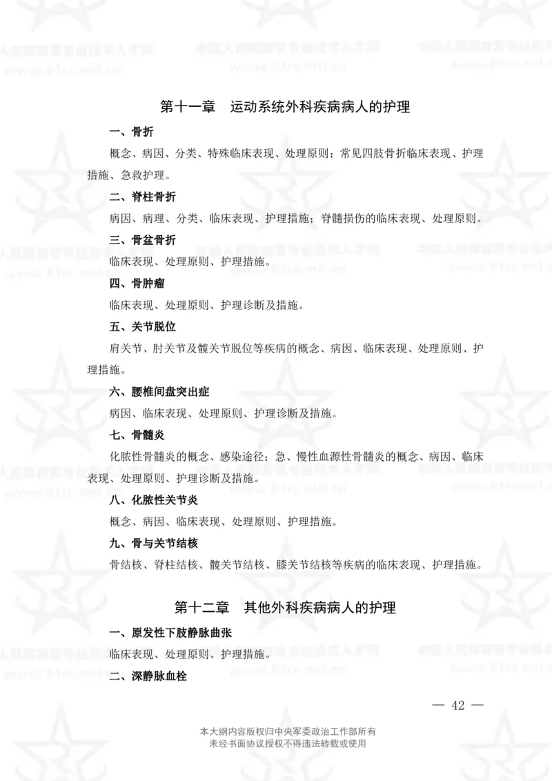 20、护理学专业科目考试大纲_军队文职(1)_08.备考分数线等信息_新版军队文职考试大纲