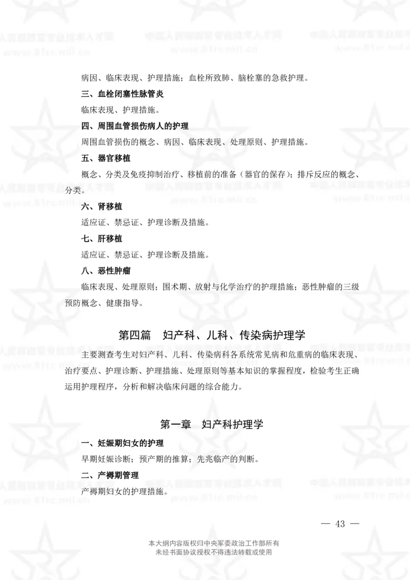 20、护理学专业科目考试大纲_军队文职(1)_08.备考分数线等信息_新版军队文职考试大纲