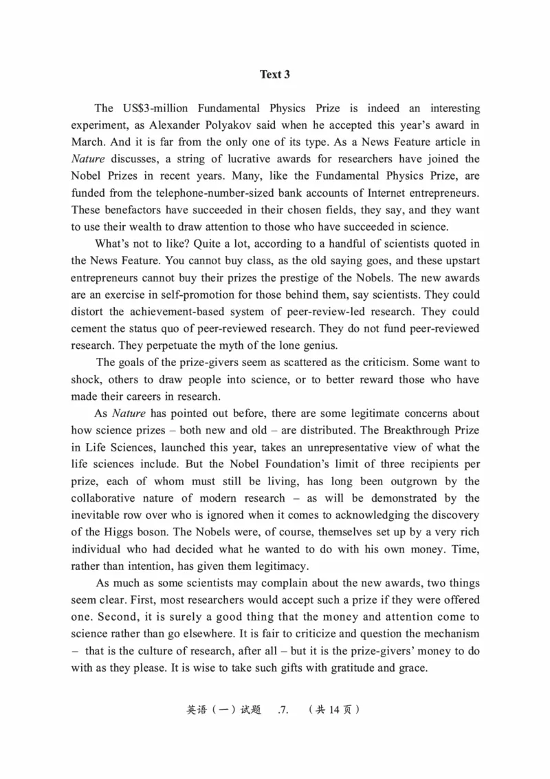 2014年考研英语一真题可复制搜索查词_考研英语真题_考研英语（一）历年真题_❤️2.2010-2024年考研英语一真题及解析_01、真题部分