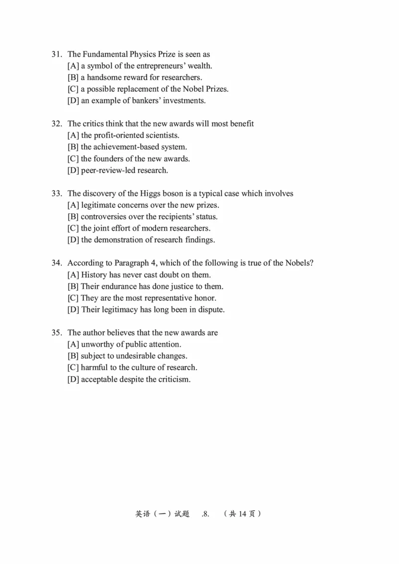 2014年考研英语一真题可复制搜索查词_考研英语真题_考研英语（一）历年真题_❤️2.2010-2024年考研英语一真题及解析_01、真题部分