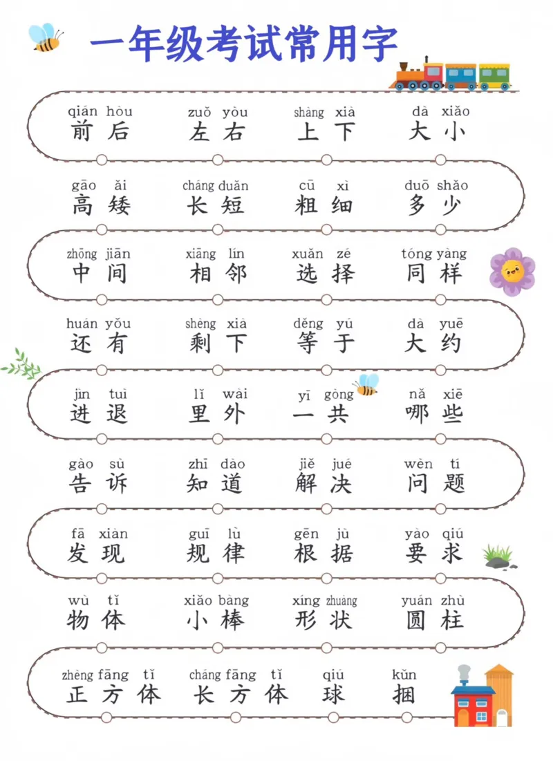 一年级数学考试常用字_一上数学25秋