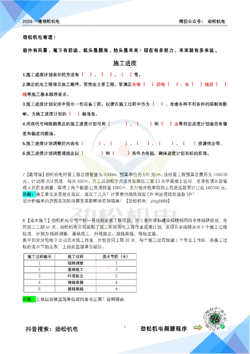 4月12日作业施工进度空白_2026年一级建造师_2026年一建机电_2025年一建机电SVIP_02-基础精讲✿高端面授✿深度强化_30-机电《全系VIP班》劲松SMR_作业_空白