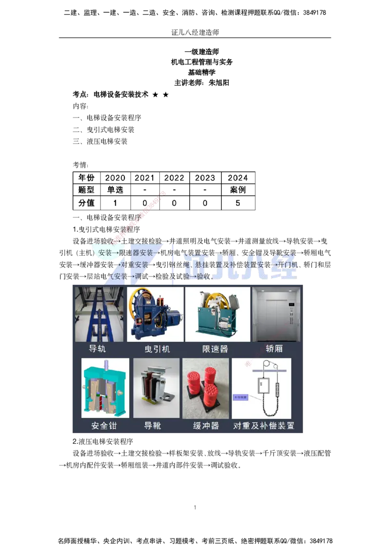 36.一建机电基础精学-37电梯工程安装技术-2_2026年一级建造师_2026年一建机电_2025年一建机电SVIP_02-基础精讲✿高端面授✿深度强化_31-机电《基础精学课》朱旭阳ZBJ_讲义