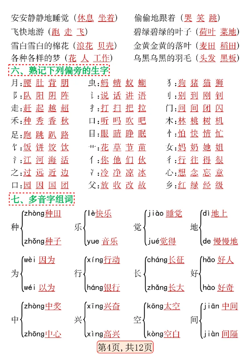 1132一年级语文下册期中高频考点知识汇总_一年级上下册资料_一年级下册小红书同款资料_一下数学