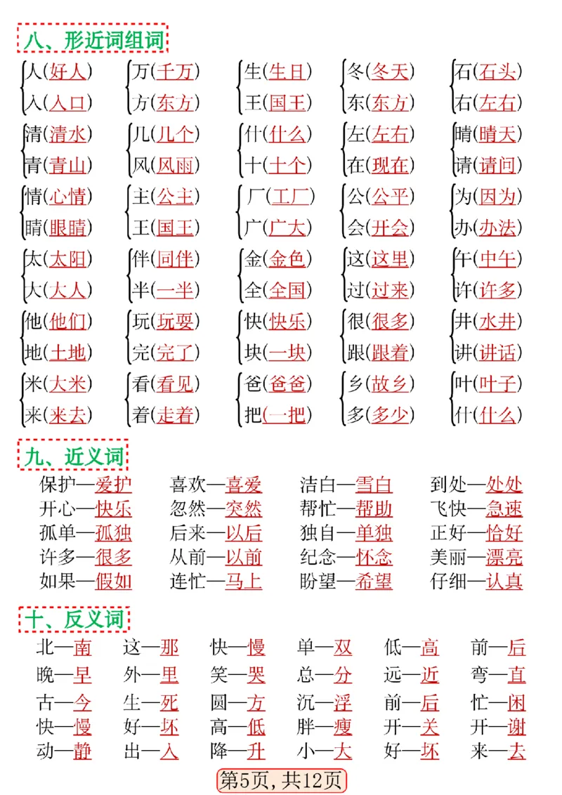 1132一年级语文下册期中高频考点知识汇总_一年级上下册资料_一年级下册小红书同款资料_一下数学